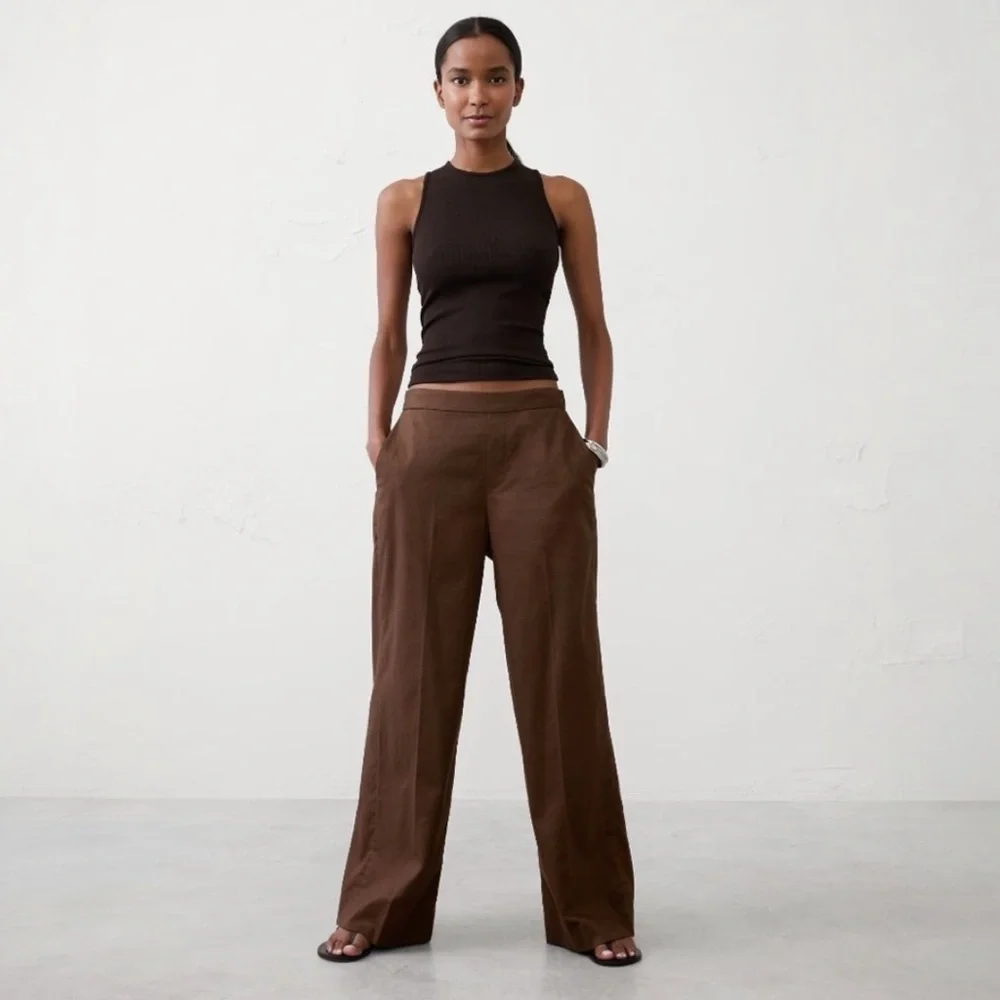 NEW! Banana Republic Hayden Wide-Leg Linen-Blend Pull-On Pant - XS & XL 🩶